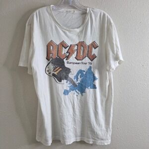 3 / $15‎ Junk Food AC/DC European Tour 78 White Graphic T-Shirt Large Distressed